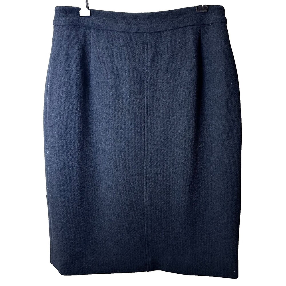 Raoul Women's Black 100% Wool Double Zippers Below Knee Pencil Skirt Sz 6